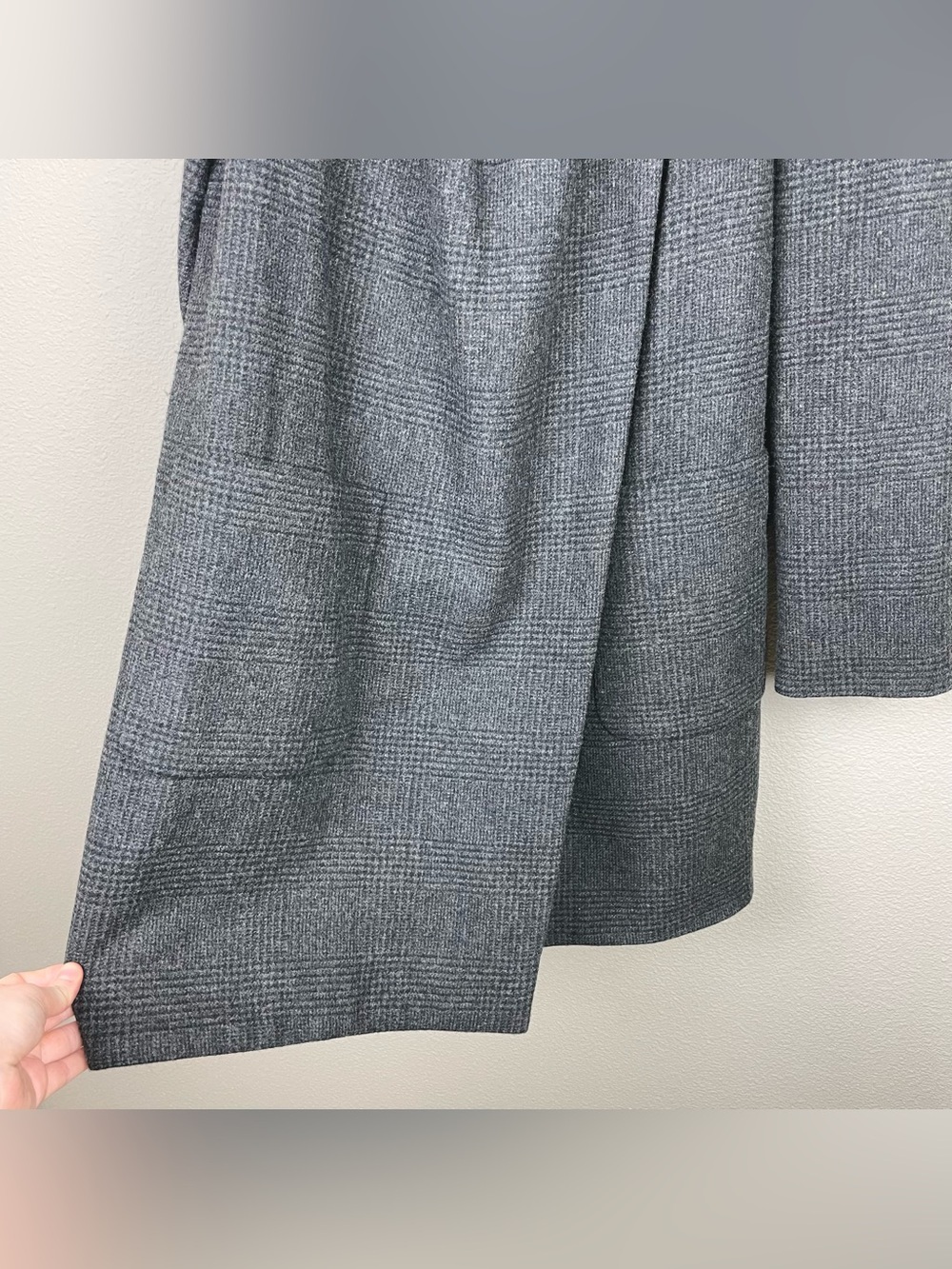 J.Crew Women's 10 Gray Plaid 100% Wool Blend Overcoat Highneck Posh Academia - Picture 7 of 16